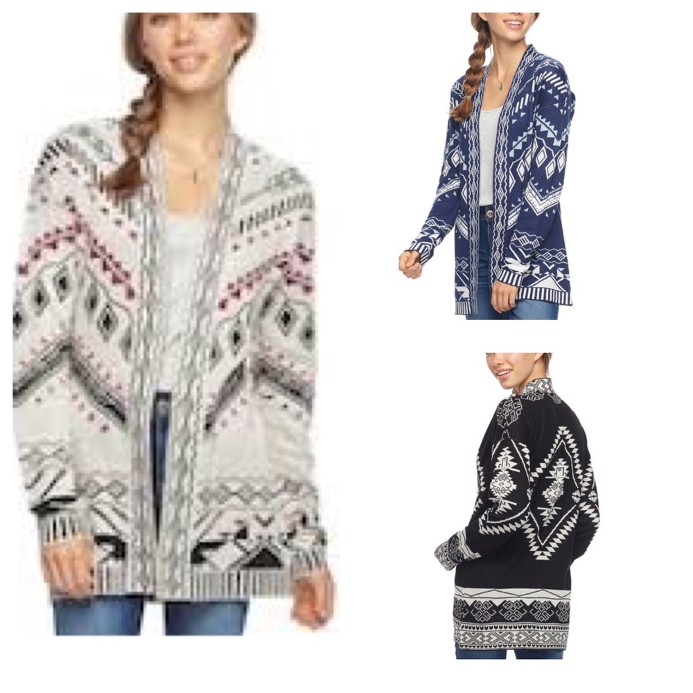 Pink Republic Sweater Cardigan Geometric Aztec